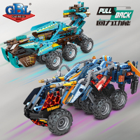 积木回力车擎天牛蟒泰坦猿兽组装模型男孩小颗粒拼装玩具礼物