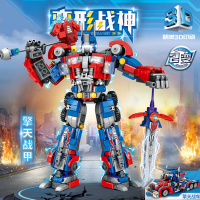 变形擎天金刚积木机甲汽车男孩子合体机器人儿童拼装益智玩具礼物