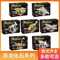 恐龙化石积木侏罗纪霸王龙进化沧龙考古挖掘骨架益智拼装儿童玩具
