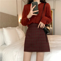 格子半身裙女2021春秋款高腰显瘦A字裙女学生韩版防走光包臀短裙