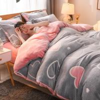 加厚珊瑚绒四件套1.8m法莱绒双面绒被套冬季水晶法兰绒床单三件套