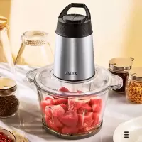 奥克斯家用绞肉机小型全自动打肉泥碎菜蒜蓉搅拌器多功能辅食机2L
