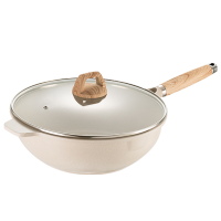 九阳麦饭石色不粘锅炒锅家用炒菜电磁炉专用燃气适用炒菜锅 29cm炒锅-CJ583