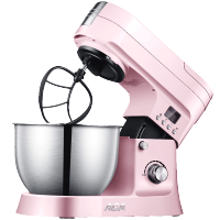 ACA北美电器厨师机家用小型打鲜奶商用全自动揉面搅拌活面和面机 粉色直流电机版