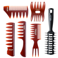 [苏宁专营]油头梳子男士发型复古背头造型神器大齿排骨梳纹理定型插梳造型梳 精选特买