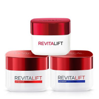 欧莱雅(L’OREAL)护肤套装 复颜抗皱嫩保湿补水女士面部护肤品 三件套 面霜+晚霜+眼霜 正品