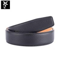 休闲男无头皮带条荔枝纹双面头层牛皮腰带身3.4宽磨砂底车线新款