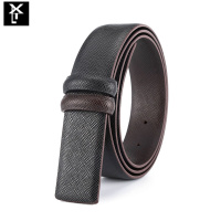 男士真皮腰带条双面十字纹头层牛皮圆孔皮带身3.4时尚裤带不带头