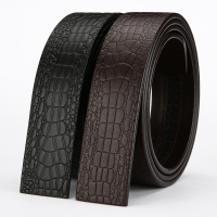头层牛皮自动扣男士皮带条鳄鱼纹无头皮带青年时尚裤带