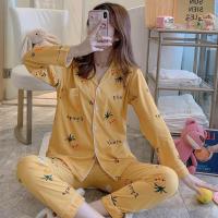 雪千羽 春秋季长袖纯棉开衫睡衣女学生可爱甜美两件套女士宽松休闲家居服