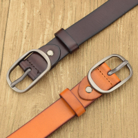 2.8CM皮带男士真皮针扣休闲裤腰带男韩版潮流复古细窄款头层牛皮