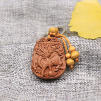 桃木神兽车钥匙扣挂饰木质麒麟礼品挂件旅游纪念品