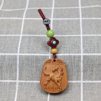 雪千羽 桃木马到成功钥匙扣 木质生肖马钥匙吊坠 饰品挂件