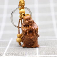 桃木弥勒佛车钥匙扣笑佛大肚佛礼品挂件结缘礼品吊坠
