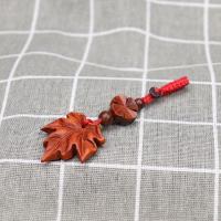 新款紫檀红枫叶钥匙扣挂件 四叶吊坠送男友送女友 枫叶