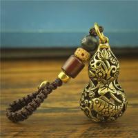 雪千羽 铜福禄小葫芦钥匙扣饰品吊坠男女士汽车钥匙链挂件创意小礼品 祥云绳+复古镂空双鱼葫芦