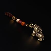 雪千羽 复古纯铜铜麒麟钥匙扣链挂件男女汽车钥匙扣挂件生日小 古铜麒麟+手工编绳