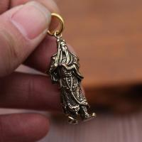 复古纯铜铜带剑关公武财神钥匙扣挂件吊坠男女汽车钥匙扣礼品 复古带剑关公