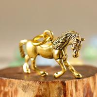 创意手工纯铜十二生肖马铜马复古铜钥匙扣链挂件吊坠礼品 骏马+小圈+大圈