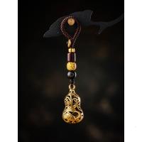 雪千羽 铜小葫芦钥匙扣饰品吊坠男女士高档汽车钥匙链挂件 葫芦(福禄)有鱼(余)