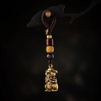 雪千羽 手工纯铜小猪钥匙扣挂件汽车钥匙扣把件 『十二生肖系列之铜猪』