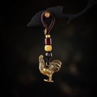 雪千羽 手工铜生肖鸡钥匙扣男汽车挂件把件 『十二生肖之鸡』