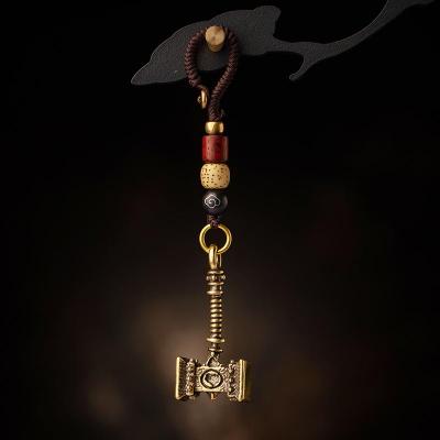 雪千羽 创意金属铜锤子钥匙扣霸气男士个性汽车编织扣钥匙链挂件挂饰 一锤定音