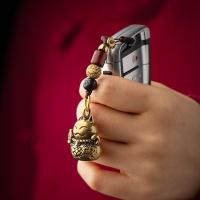 雪千羽 中国风财猫铜汽车钥匙扣挂件手工编织复古吊坠挂坠复古小 『财猫咪』