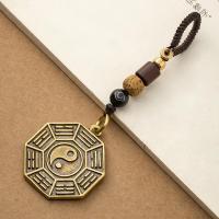 雪千羽 铜太极八卦镜汽车钥匙扣小挂件古风男女士摩托车手工编织挂饰 『太极八卦』+金刚结绳