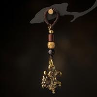 雪千羽 瑞兽麒麟铜汽车钥匙扣挂件小复古风手工编织摩托车挂绳吊坠 『瑞兽麒麟』礼盒装