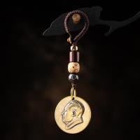 雪千羽 纯铜伟人头像汽车钥匙扣挂件古风手工编织挂绳网红摩托车挂饰品 『头像币』