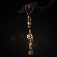 雪千羽 玉如意铜吊坠车钥匙扣挂件柿柿如意复古手工编织挂绳钥匙链挂饰 『玉如意』