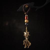 雪千羽 金鱼铜器汽车钥匙扣小挂件古风手工编织摩托车钥匙链挂绳吊坠男 『金鱼』