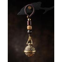 雪千羽 铜狮子小铃铛汽车钥匙扣挂件古风钥匙链挂绳吊坠男潮女士高档 『狮面头铃铛』