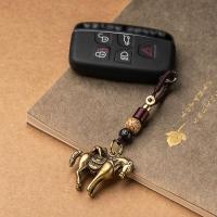 雪千羽 马上封侯铜汽车钥匙扣链小挂件复古手工编织高档电动车挂绳吊坠 『马上封侯』+金刚结绳