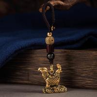 雪千羽 十二生肖鸡属相铜汽车钥匙扣挂件复古高档男女潮个性摩托车挂绳 『踩钱鸡』