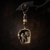 雪千羽 花生簸箕吊坠铜汽车钥匙扣小挂件铜器复古摩托车钥匙链手工挂绳 『花生簸箕』