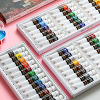 青竹丙烯颜料初学者手绘墙绘24色套装18色12色丙烯画炳稀颜料专用 12色5ml(送13件套装)
