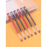 巨能写中性笔大容量商务签字笔0.5mm黑色红色蓝色针管型0.38水笔学生文具考 0.5蓝色12支(大容量 1支顶4支