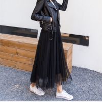 半身裙女春夏新款学生网纱裙子中长款修身大摆蓬蓬裙高腰仙女裙