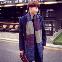 男士围巾男秋冬季韩版百搭简约学生年轻人潮男生长款针织毛线围脖