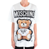 香港直邮 MOSCHINO莫斯奇诺 别针熊印花圆领短袖纯棉T恤男女同款