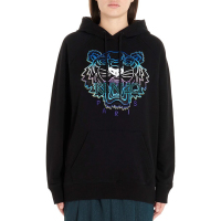 香港直邮 KENZO高田贤三 棉质亮丝老虎字母刺绣连帽卫衣外套女士