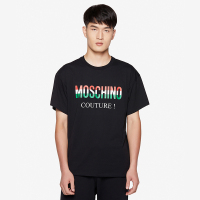 香港直邮 MOSCHINO莫斯奇诺 意大利国旗色logo印花圆领棉质T恤男士