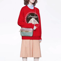 香港直邮 GUCCI古驰 菱格粉色拼蓝色编织带单肩斜挎包女士