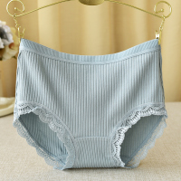 5条纯棉档内裤女士中腰性感蕾丝边无痕大码少女式三角底裤秋冬款