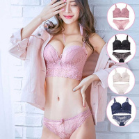 蕾丝性感内衣套装女文胸聚拢无钢圈防下垂收副乳上托加厚小胸胸罩