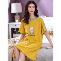 睡裙女夏季纯棉薄款可爱短袖夏裙可外穿春秋夏天宽松孕妇裙子睡衣P9