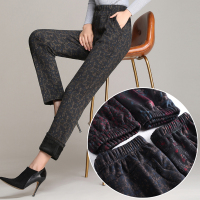 中老年人女裤春秋季妈妈花裤子加绒宽松奶奶冬装长裤外穿直筒婆婆