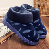 高帮棉男包跟冬季厚底室内家居防滑保暖棉鞋带后跟加厚毛毛鞋